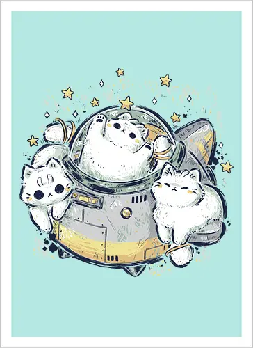 Cute Alien Cats Spaceship