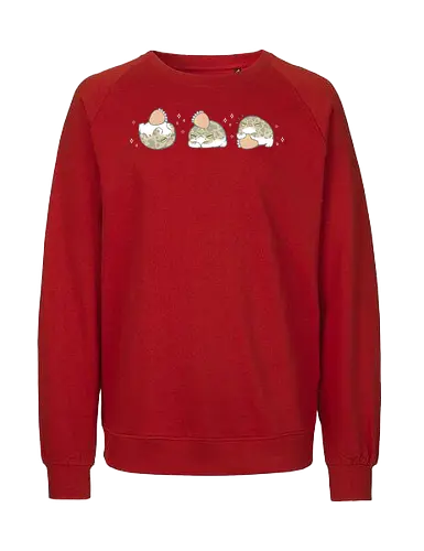 Cute Rain Frogs Strawberry - rain frog, angry frog, grumpy, cute frog, kawaii frog, strawberry, funny, breviceps, cute food, froggy, animal, cartoon, xmorfina - Fairtrade Sweatshirt