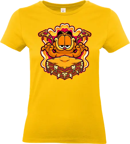 Comic Cat Trip Food - Cat, Food, Fast Food, Fast-food, Pizza, Lasagna, Pet, Comic, Movie, Tv Show, Cute, Hungry, Tripping, Psychedelic - Standard T-Shirt (Frauen)