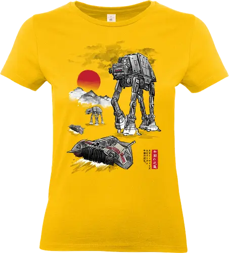 Defense of Echo Base sumi e - anime, manga, japan, japanese art, retro, vintage, Space Opera, atat, galaxy, space, sci fi - Standard T-Shirt (Frauen)