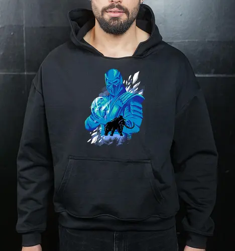 freezing age - mortalkombat, ice, freeze, subzero, scorpion, reptile, fighter, 80s, game, versus, arcade - Cropped Hoodie