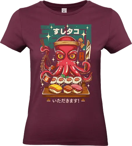 Octopus Sushi Master - Pop-Art, Geek, Oktopus, Sushis, Sushi, Japan, Japanisch, Essen, Illustration, Ästhetik, Anime, Manga, Kanji, Humor, lustig, lm2kone - Standard T-Shirt (Frauen)