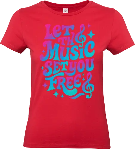 Lass dich von der Musik befreien, Retro-Vibes - Musik, Musical, Neon, Ästhetik, Illustration, Pop-Art, Cool, Lustig, DJ, Energie, Retro, Vibes, Groovy, Gute Stimmung, LM2Kone - Standard T-Shirt (Frauen)