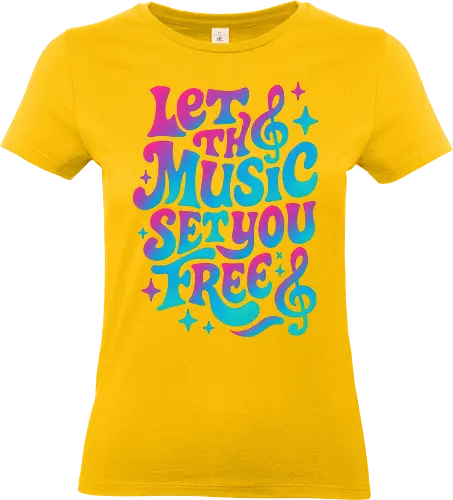 Lass dich von der Musik befreien, Retro-Vibes - Musik, Musical, Neon, Ästhetik, Illustration, Pop-Art, Cool, Lustig, DJ, Energie, Retro, Vibes, Groovy, Gute Stimmung, LM2Kone - Standard T-Shirt (Frauen)