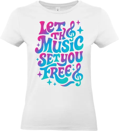Lass dich von der Musik befreien, Retro-Vibes - Musik, Musical, Neon, Ästhetik, Illustration, Pop-Art, Cool, Lustig, DJ, Energie, Retro, Vibes, Groovy, Gute Stimmung, LM2Kone - Standard T-Shirt (Frauen)