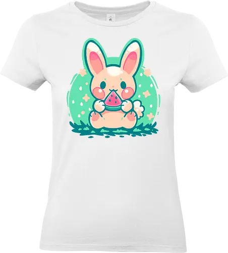 Summer Watermelon Bunny - kawaii Hase, Sommerhase, niedlicher Hase, Pastell-Ästhetik, Wassermelone Hase, Hase, süße Melone, Tierliebhaber Wassermelone, kawaii bunny, summer bunny, cute rabbit, pastel aesthetic, watermelon bunny, bunny, sweet melon, animal lover  watermelon - Standard T-Shirt (Frauen)