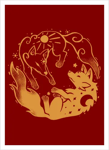 Sun and Moon Golden Wolves