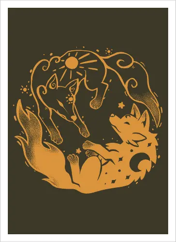 Sun and Moon Golden Wolves