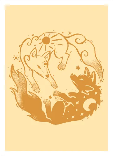 Sun and Moon Golden Wolves