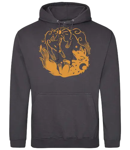 Sun and Moon Golden Wolves - Sonne und Mond, himmlischer Wolf, Mondwolf, Sonnenwolf, goldene Wölfe, spiritueller Wolf, kosmischer, Wolf, Gold, Goldwolf, sun and moon, celestial wolf, moon wolf, sun wolf, golden wolves, spiritual wolf, cosmic, wolf, gold, gold wolf - Standard Hoodie