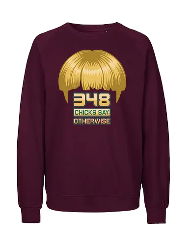 Guy Gardner 348 Chicks Say Otherwise - nathan fillion, guy, bowl cut, bowl haircut 348 chicks, funny, nathan, fillion, sci fi, comic, comics, superhero, superheroes, bowl head, bowl haircut - Fairtrade Sweatshirt