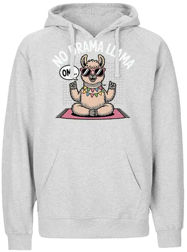 No Drama Llama. Om... - llama, sunglasses, meditation, yoga, humor, peace, relaxation, cartoon, text, colorful - Fairtrade Hoodie