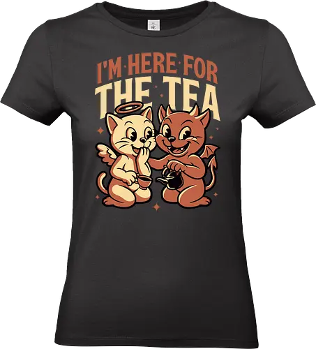 Gossip Tea Cats - Cat, Cats, Cartoon, Cartoon Animals, Cartoons, Retro Cartoon, Cartoon Style, Retro Cartoons, Retro, Retro Vintage, Vintage, Demon, Devil, Angel, Gossip, Tea, Cute, Fun, Funny, Tea Party, Party, Animal, Pet, Sarcasm, Sarcastic, Irony, Friends, Friendship - Standard T-Shirt (Frauen)