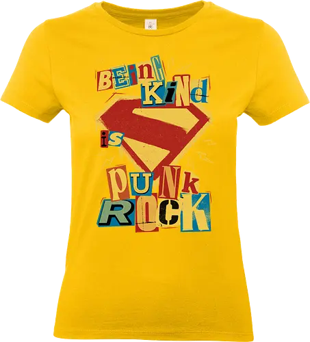 Kind Punk Superhero - Super, man, Punk Rock, Punk, Comic, Comics, Comic Book, Comic Convention, Comic Art, Superheroes, Superhero, Super Hero, Hero, Hope, Justice, Symbol, Kindness, Magazine, Spray Paint - Standard T-Shirt (Frauen)
