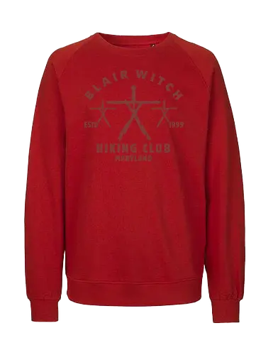 Blair Witch Hiking Club Vintage - blair witch, hiking club, 90s horror movie, 90s movies, blair witch project, forest, campfire, found footage, horror, paranormal, skull, witch - Fairtrade Sweatshirt