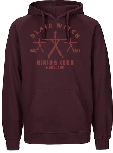 Blair Witch Hiking Club Vintage - blair witch, hiking club, 90s horror movie, 90s movies, blair witch project, forest, campfire, found footage, horror, paranormal, skull, witch - Fairtrade Hoodie