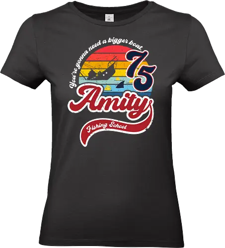 Amity island fishing school - retro, jaws, shark, 70s, movies, films - Standard T-Shirt (Frauen)