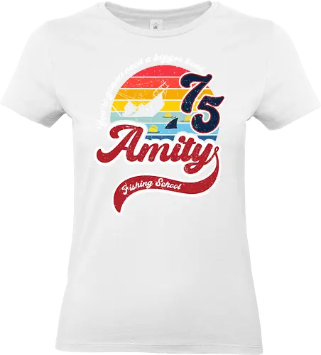 Amity island fishing school - retro, jaws, shark, 70s, movies, films - Standard T-Shirt (Frauen)