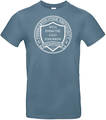 Procrastination university logo - procrastination, lazy, retro, vintage, university, shield, school, logo - Standard T-Shirt