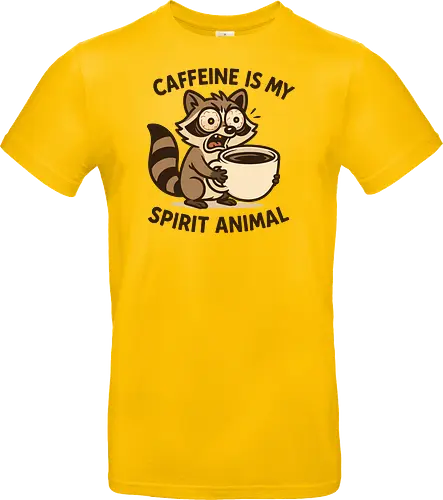 Caffeine is My Spirit Animal Raccoon Coffee Lover Art - Caffeine, spirit animal, coffee, raccoon, coffee lover, coffee addict, funny coffee, morning person, night owl, tired, wired, espresso, barista, coffee humor, animal art, cartoon, cute raccoon, relatable, gift for coffee lover, energy drink - Standard T-Shirt