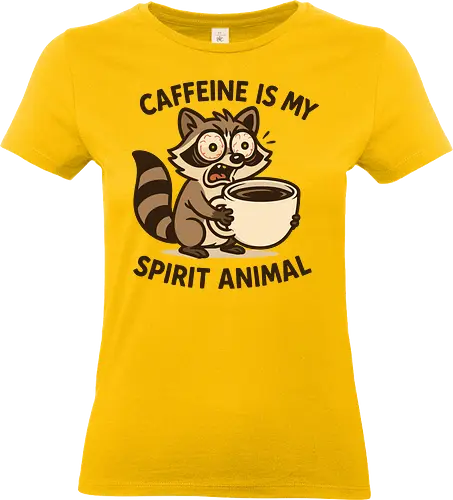 Caffeine is My Spirit Animal Raccoon Coffee Lover Art - Caffeine, spirit animal, coffee, raccoon, coffee lover, coffee addict, funny coffee, morning person, night owl, tired, wired, espresso, barista, coffee humor, animal art, cartoon, cute raccoon, relatable, gift for coffee lover, energy drink - Standard T-Shirt (Frauen)