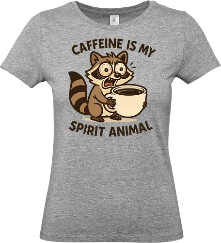 Caffeine is My Spirit Animal Raccoon Coffee Lover Art - Caffeine, spirit animal, coffee, raccoon, coffee lover, coffee addict, funny coffee, morning person, night owl, tired, wired, espresso, barista, coffee humor, animal art, cartoon, cute raccoon, relatable, gift for coffee lover, energy drink - Standard T-Shirt (Frauen)