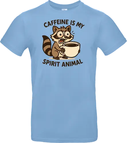 Caffeine is My Spirit Animal Raccoon Coffee Lover Art - Caffeine, spirit animal, coffee, raccoon, coffee lover, coffee addict, funny coffee, morning person, night owl, tired, wired, espresso, barista, coffee humor, animal art, cartoon, cute raccoon, relatable, gift for coffee lover, energy drink - Standard T-Shirt
