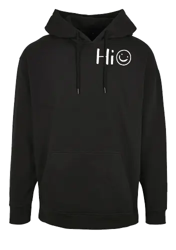 Hi - Smiley, Lächeln, Spruch, Hi, Statement, Minimalismus, einfach, freundlich, Lachen, funny - Oversize Hoodie