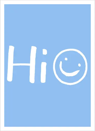 Hi - Smiley, Lächeln, Spruch, Hi, Statement, Minimalismus, einfach, freundlich, Lachen, funny - Kunstdruck