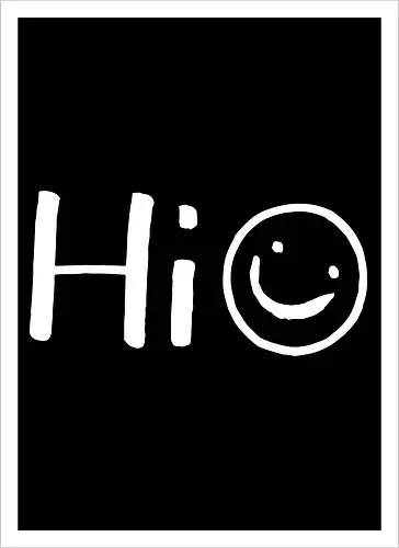 Hi - Smiley, Lächeln, Spruch, Hi, Statement, Minimalismus, einfach, freundlich, Lachen, funny - Kunstdruck