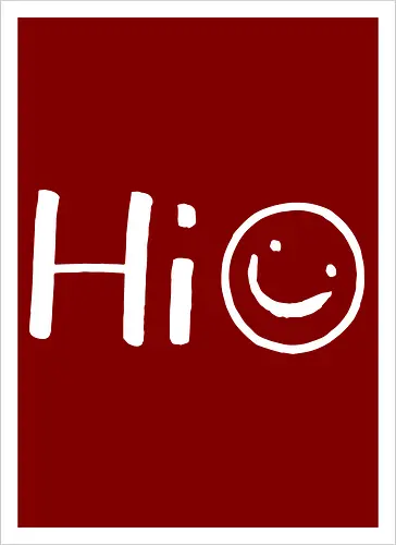 Hi - Smiley, Lächeln, Spruch, Hi, Statement, Minimalismus, einfach, freundlich, Lachen, funny - Kunstdruck