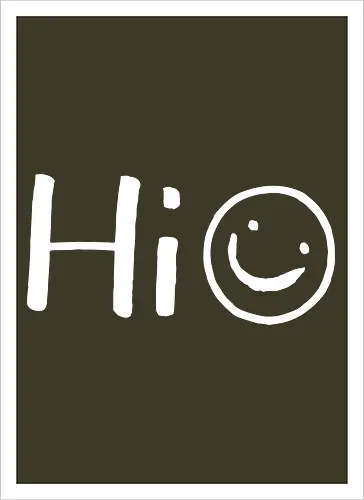 Hi - Smiley, Lächeln, Spruch, Hi, Statement, Minimalismus, einfach, freundlich, Lachen, funny - Kunstdruck