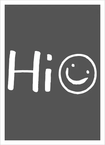 Hi - Smiley, Lächeln, Spruch, Hi, Statement, Minimalismus, einfach, freundlich, Lachen, funny - Kunstdruck