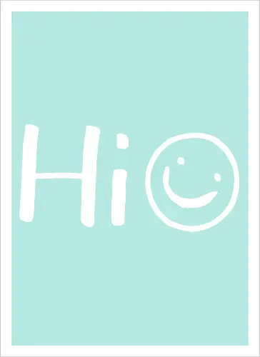 Hi - Smiley, Lächeln, Spruch, Hi, Statement, Minimalismus, einfach, freundlich, Lachen, funny - Kunstdruck