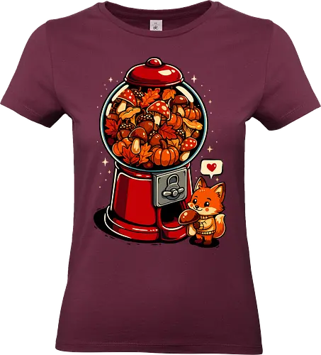Gumball Gemütlicher Herbst - Ästhetik, Tier, Pilz, Kürbis, Wild, Holz, lm2kone, Herbst, Herbstfuchs, Herbstlaub, Herbstpilz, Herbststimmung, Feurig, Gemütlich, Süß, Süßes T-Shirt, Herbstzeit, Fuchs, Lustiges T-Shirt, Kaugummi, Kaugummiautomat, Kaugummikugeln, Illustration - Standard T-Shirt (Frauen)
