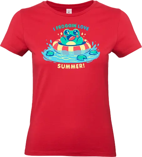 I Froggin Love Summer - Frosch, Sommer, kawaii Frosch, lustiger Frosch, Sommerfrosch, Froschkern, niedliches Wortspiel, frog, summer, kawaii frog, funny frog, summer frog, frogcore, cute pun - Standard T-Shirt (Frauen)