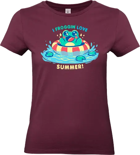 I Froggin Love Summer - Frosch, Sommer, kawaii Frosch, lustiger Frosch, Sommerfrosch, Froschkern, niedliches Wortspiel, frog, summer, kawaii frog, funny frog, summer frog, frogcore, cute pun - Standard T-Shirt (Frauen)