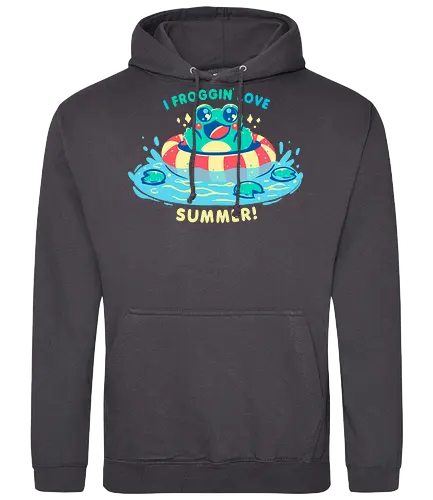 I Froggin Love Summer - Frosch, Sommer, kawaii Frosch, lustiger Frosch, Sommerfrosch, Froschkern, niedliches Wortspiel, frog, summer, kawaii frog, funny frog, summer frog, frogcore, cute pun - Standard Hoodie