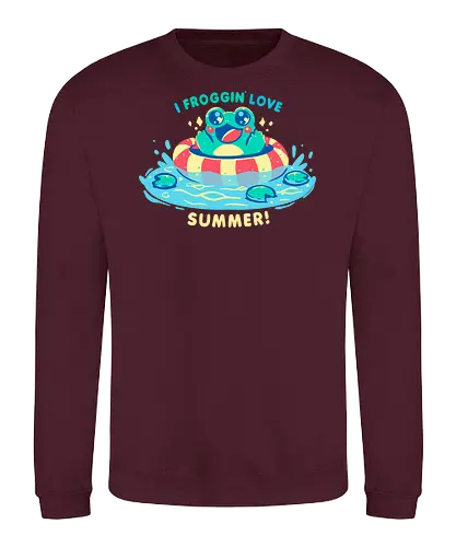 I Froggin Love Summer - Frosch, Sommer, kawaii Frosch, lustiger Frosch, Sommerfrosch, Froschkern, niedliches Wortspiel, frog, summer, kawaii frog, funny frog, summer frog, frogcore, cute pun - Sweatshirt