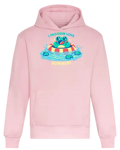 I Froggin Love Summer - Frosch, Sommer, kawaii Frosch, lustiger Frosch, Sommerfrosch, Froschkern, niedliches Wortspiel, frog, summer, kawaii frog, funny frog, summer frog, frogcore, cute pun - Heavyweight Hoodie