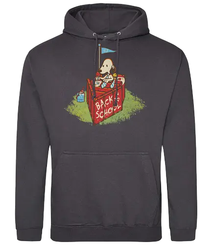Back to school - back to school, red dog house, white dog, beagle, yellow bird, cute, vintage cartoon, cartoons, new school, desk, ties, funny - Standard Hoodie