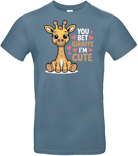 You bet giraffe I'm cute - giraffe, cartoon, cute, hearts, playful, text, fun, cheerful, animal, colorful - Standard T-Shirt