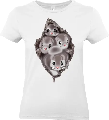 Fluffy Tree Hollow - Eichhörnchen, squirrel, Japan, fluffy, adorable, cute, flauschig, niedlich, tree house, Baumhöhle, strike a pose, Pose einnehmen - Standard T-Shirt (Frauen)