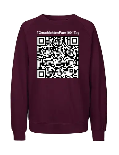 #GeschichtenFuer1001Tag - helle Schrift - Fairtrade Sweatshirt