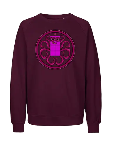 hail octoblock - octopus, logo, mascot, cartoon, kids, cool, fun, funny, smile, happy, superhero, villain - Fairtrade Sweatshirt