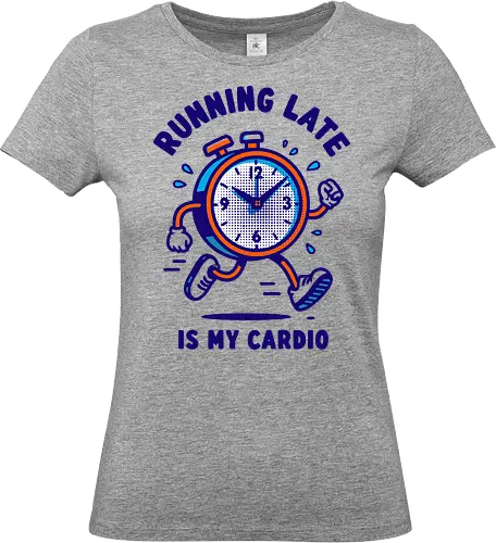 Running Late is My Cardio - stopwatch, running, humor, cardio, text, playful, cartoon, time management, procrastination, typography - Standard T-Shirt (Frauen)