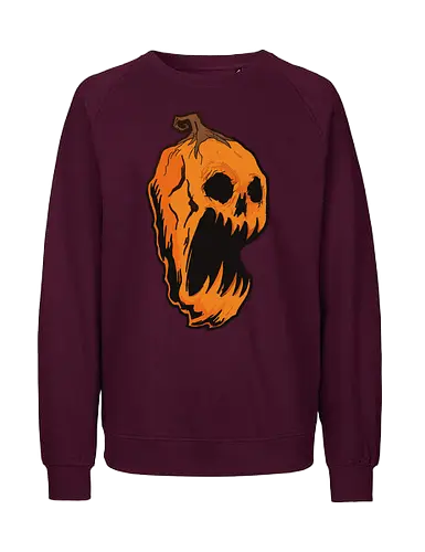 Pumpkin eerie - halloween, pumpkin, eerie, spooky, ghostly, decayed, orange, gray background, horror, creepy - Fairtrade Sweatshirt
