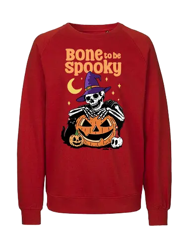 Bone to be Spooky - bone, skeleton, spooky, skull, Halloween, trick or treat, black cat, magic, humor, pumpkin - Fairtrade Sweatshirt