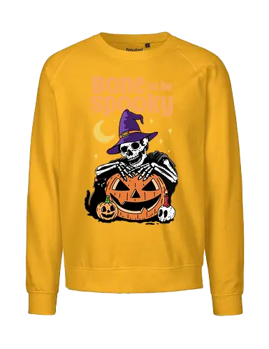 Bone to be Spooky - bone, skeleton, spooky, skull, Halloween, trick or treat, black cat, magic, humor, pumpkin - Fairtrade Sweatshirt