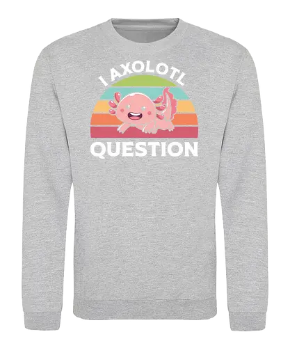 I Axolotl Question - axolotl, cute, rainbow, graphic, pun, pink, typography, retro, stripes, slogan - Sweatshirt